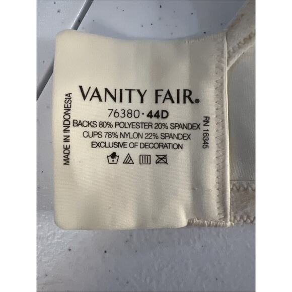 Vanity Fair 44D Women's Full Figure Beauty Back Smoothing Bra Ivory NWT 78493 - Picture 7 of 7